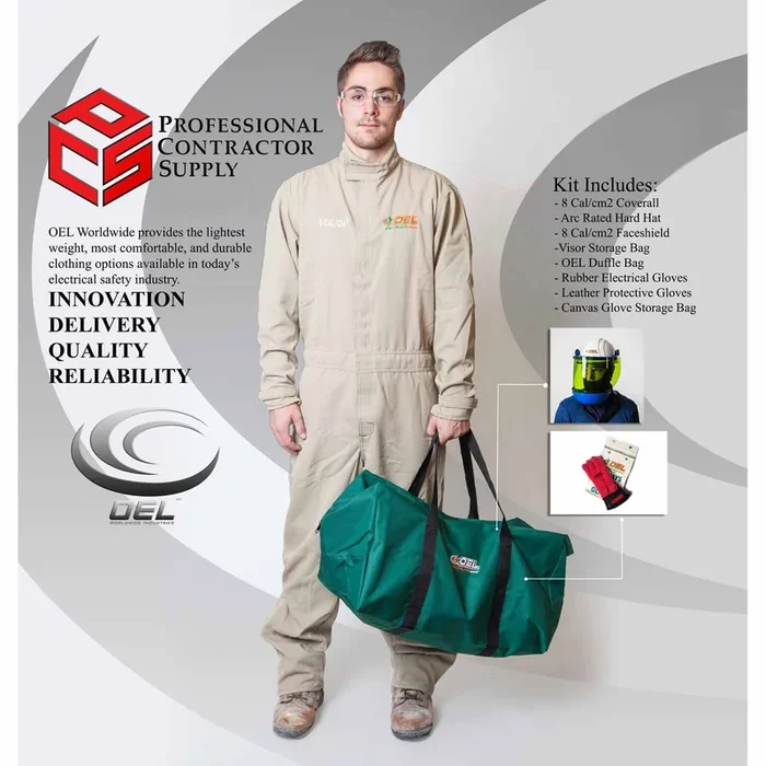 OEL AFW8-PFC-2XL-00-11-R- 2XL 8 CAL Coverall Kit w/ Head Gear And Red Glove Kit